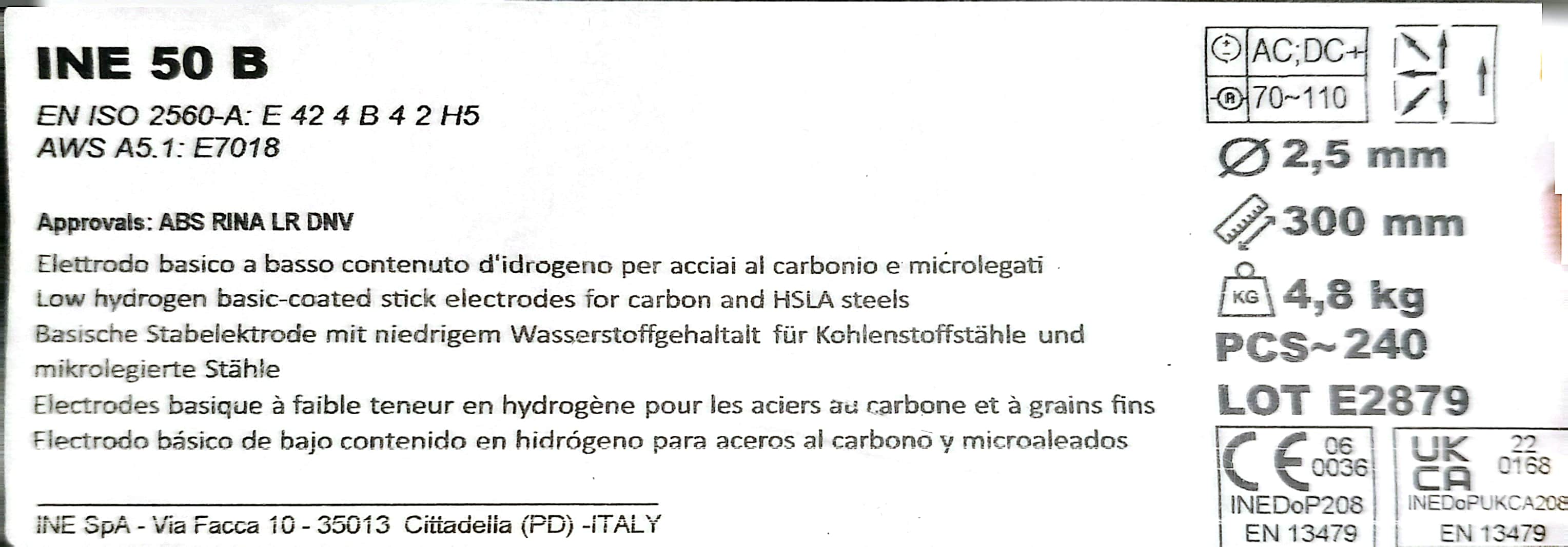 Image of product BASIC ELECTRODE 2.5X300mm kg4.8 PCS 240