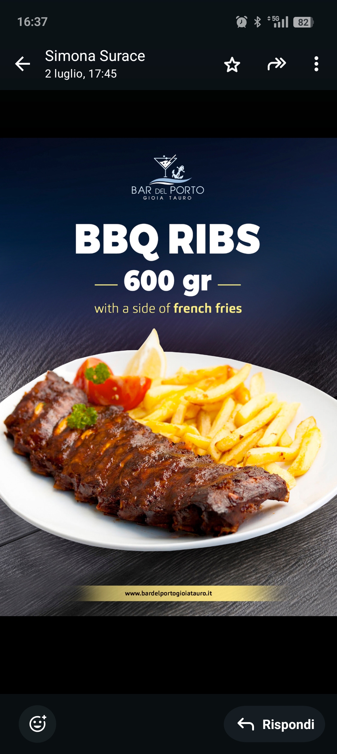Image of product BBQ PORK RIBS 600 G WITH FRIES