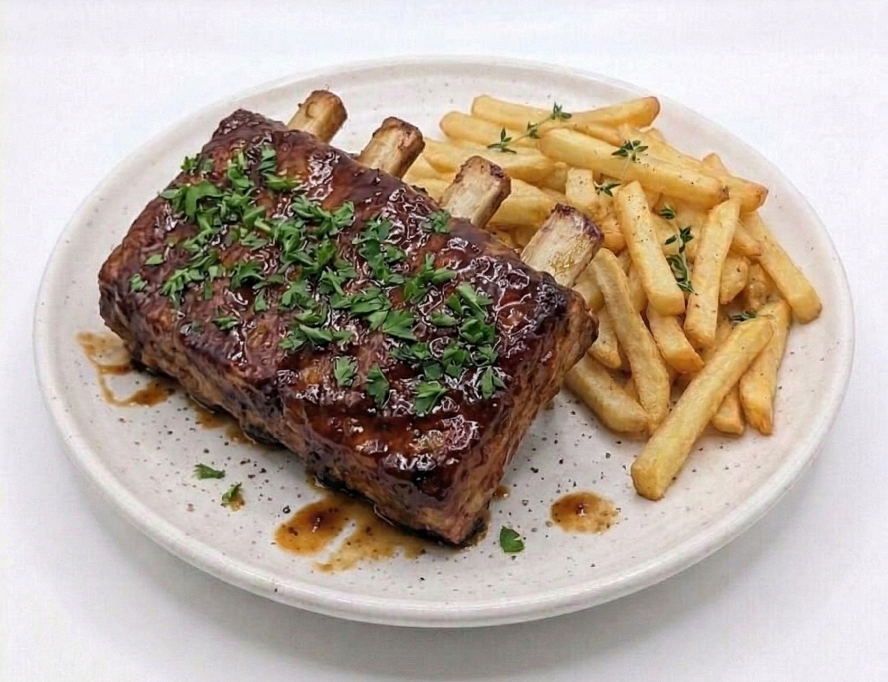 Image of product BBQ PORK RIBS 600 G WITH FRIES