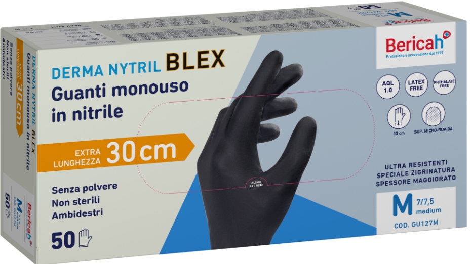 Image of product DISPOSABLE NITRILE GLOVES PC50 LENGTH 30 CM SIZE XL